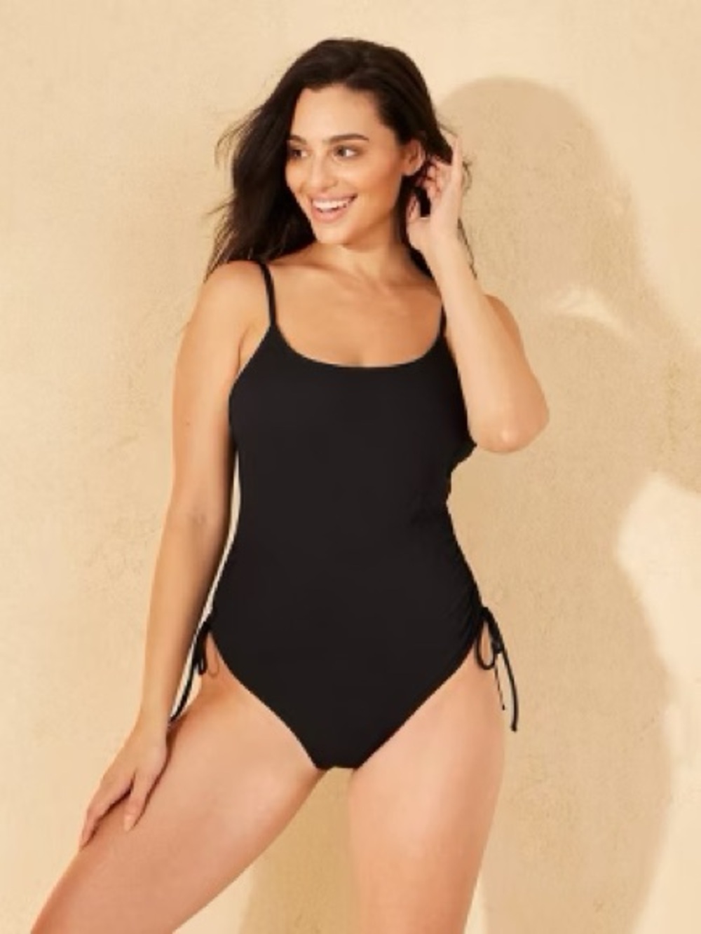 New Shade & Shore swimsuit is a ribbed black one-piece